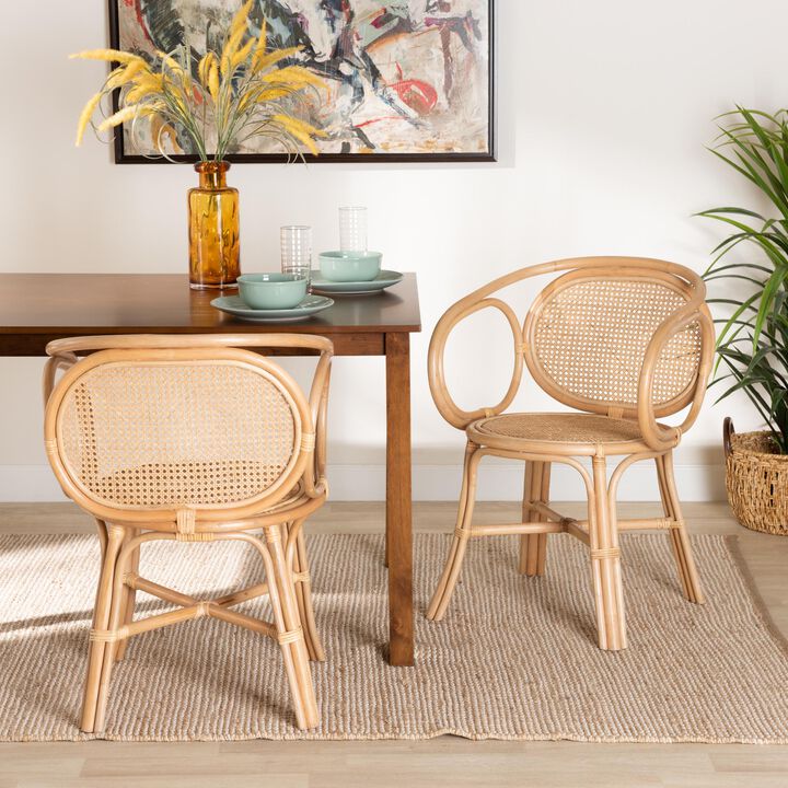 Bali & Pari Palesa Modern Bohemian Natural Brown Rattan Dining Chair