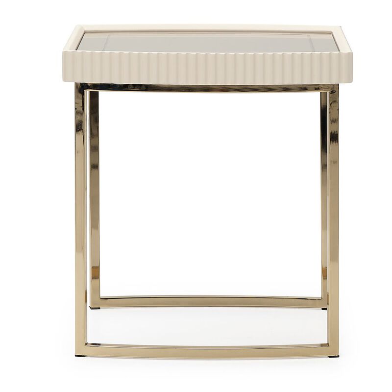Michael Amini Lisbon Side Table - Silken Matte Cream