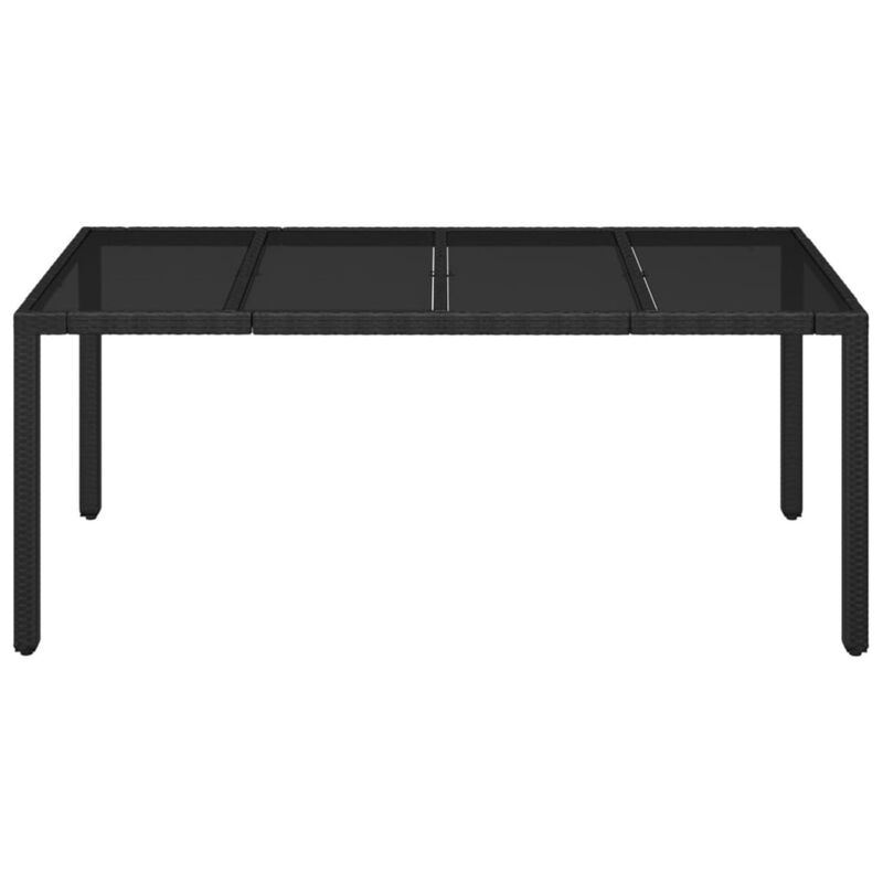 vidaXL Patio Table with Glass Top Black 74.8"x35.4"x29.5" Poly Rattan
