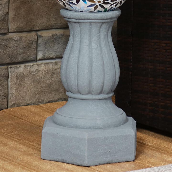 Sunnydaze Contemporary Pillar Polyresin Gazing Globe Stand
