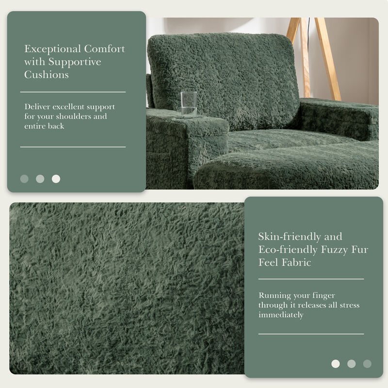 Merax Upholstered Sofa Chair with Storage Ottoman and Armrests