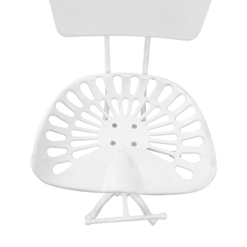 Carolina Living August Tractor Seat Barstool with Back - White
