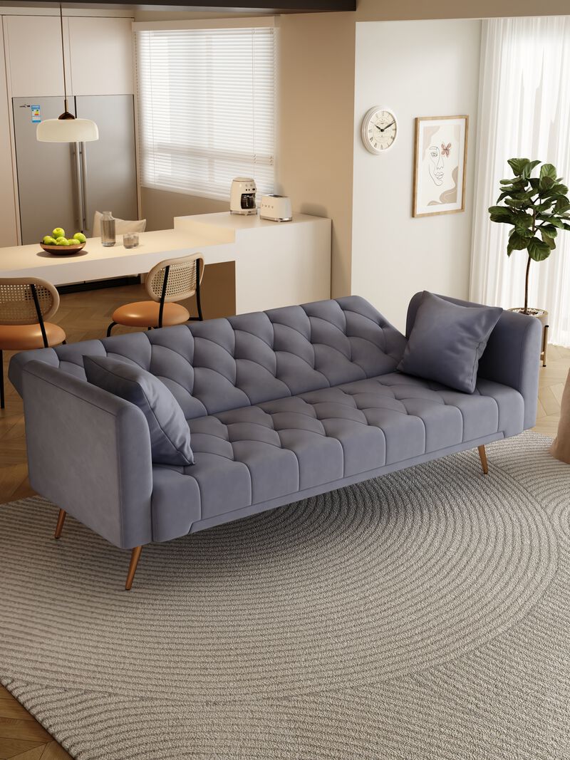 Merax Velvet Fabric Convertible Loveseat Sofa