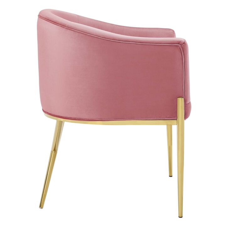 Modway Savour Tufted Performance Velvet Accent Dining Armchair, Dusty Rose 23 x 26 x 29.5