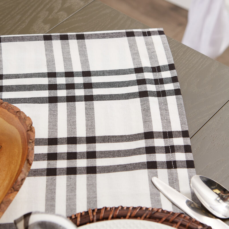 40" Black and White Plaid Table Topper