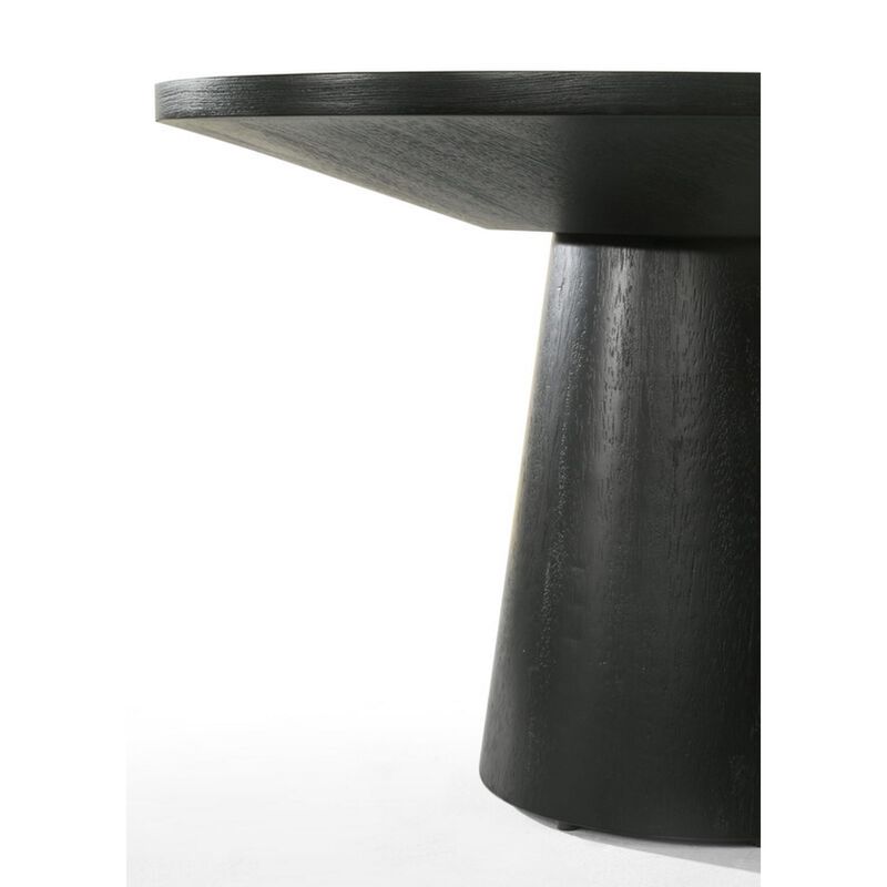 Benjara Yuvi 22 Inch Side End Table, Round Top, Pedestal Base, Ebony Black Finish