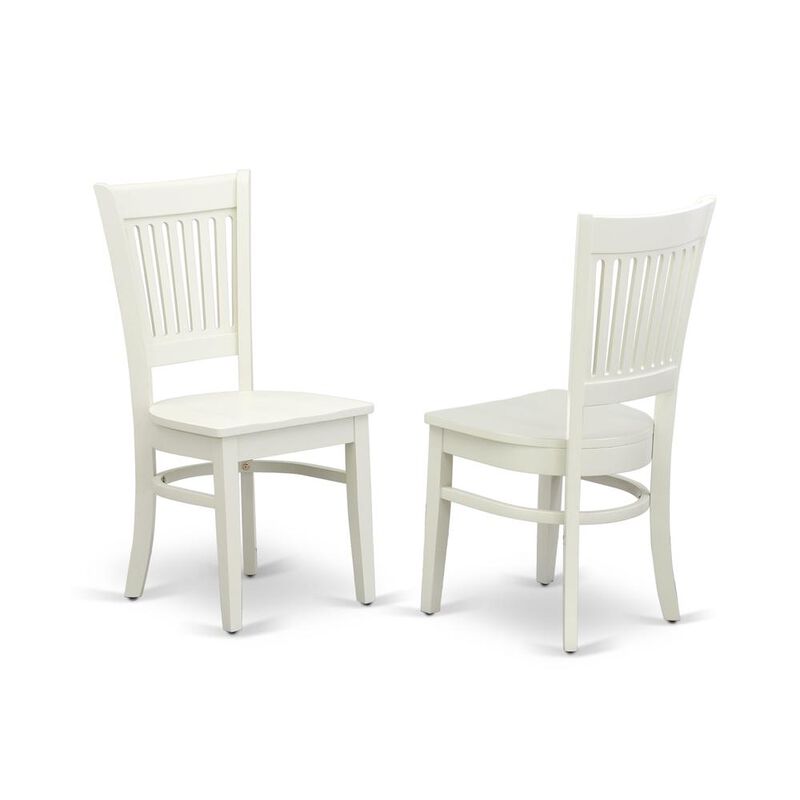 East West Furniture ANVA5-LWH-W - 5-Piece Kitchen Dining Set- 4 Wooden Chairs and Dining Room Table - Wooden Seat and Slatted Chair Back (Linen White Finish)