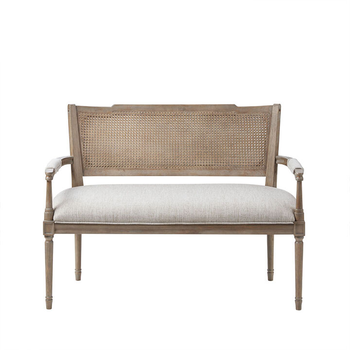 Gracie Mills Aleah Rustic Farmhouse Upholstered Settee with Pillow Topped Arms