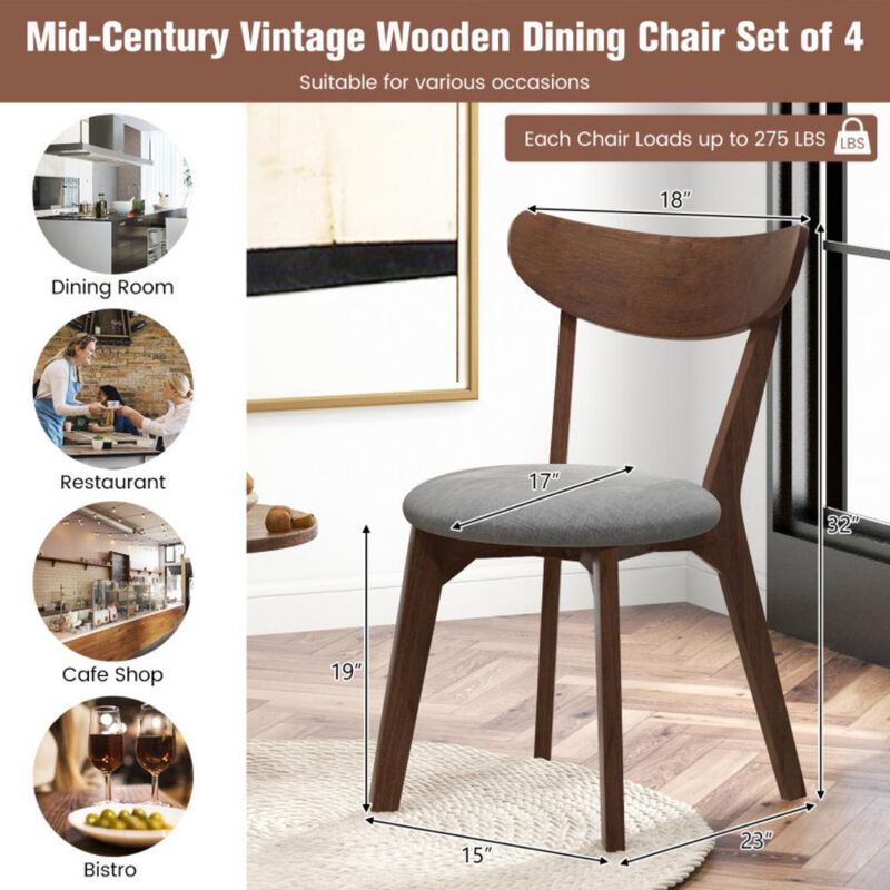 Hivvago Set of 2 Dining Chairs Upholstered Curved Back Side