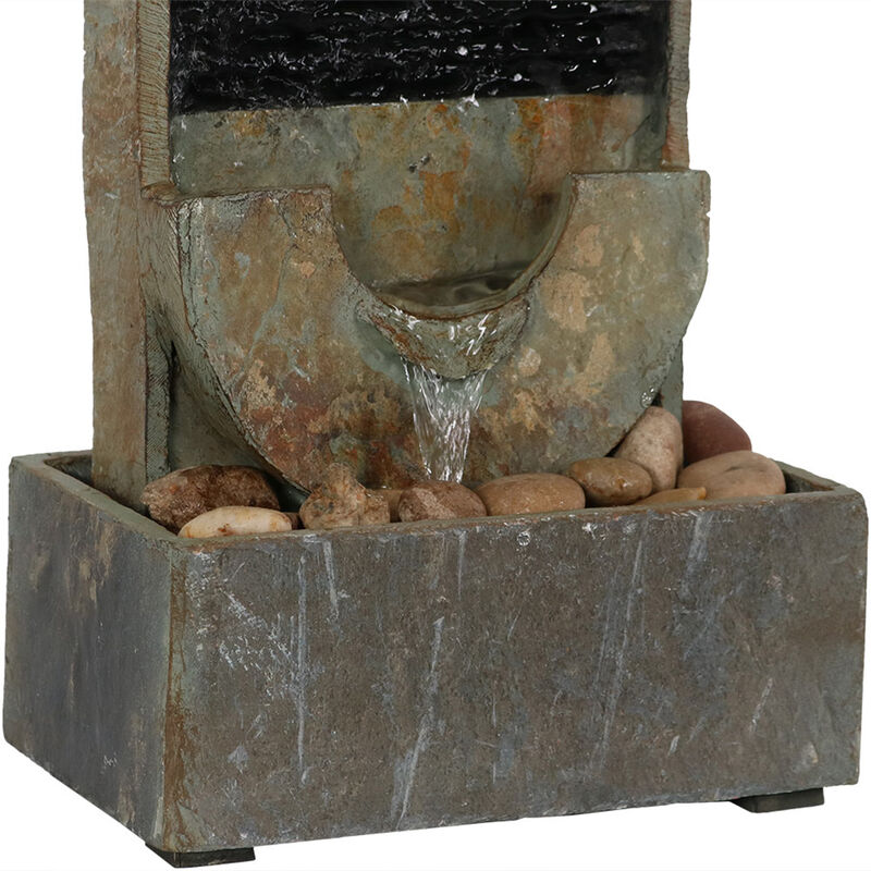 Sunnydaze Half Moon Slate Indoor Tabletop Water Fountain - 16 in