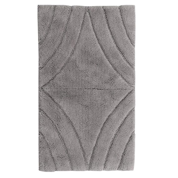 Knightsbridge Diamond 220 GSF Non Skid Back Bath Rug 17 x 24 - Silver