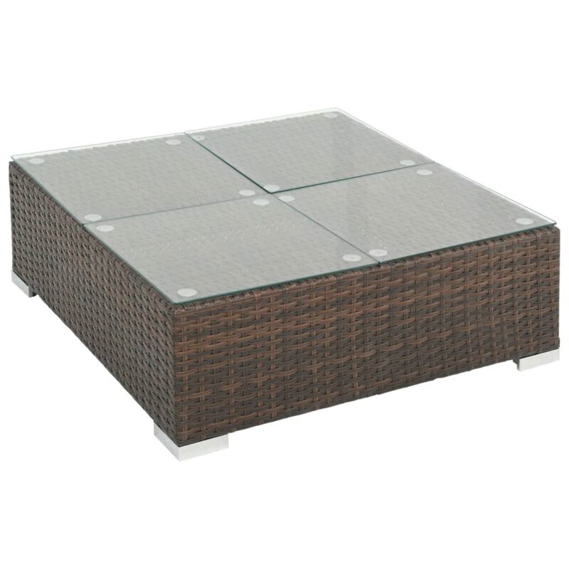 vidaXL 7 Piece Garden Lounge Set with Cushions Poly Rattan Brown