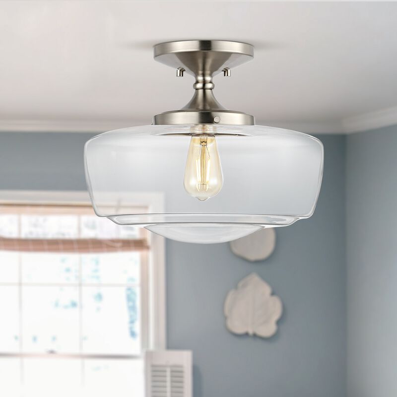 Marfa Glass/Iron Farmhouse Modern LED Flush Mount