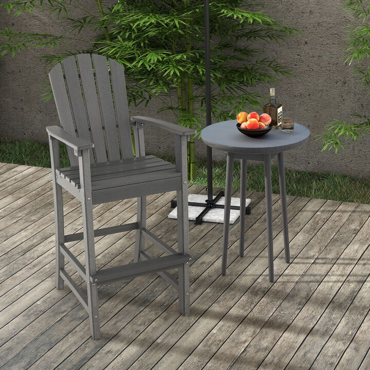 30 Inches Counter Height Outdoor HDPE Bar Stool with Armrests and Footrest
