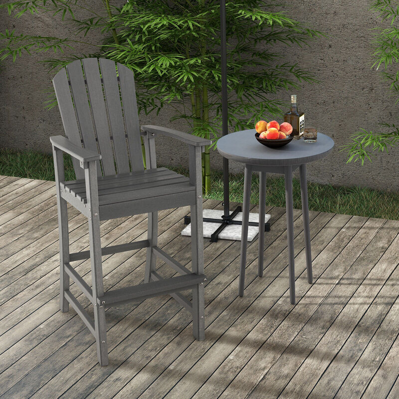 30 Inches Counter Height Outdoor HDPE Bar Stool with Armrests and Footrest