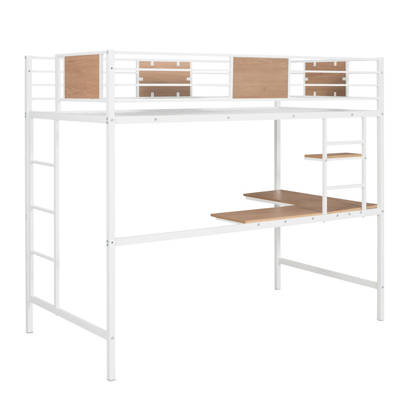 Merax Metal Loft Bed with Desk for Bedroom and Study Room