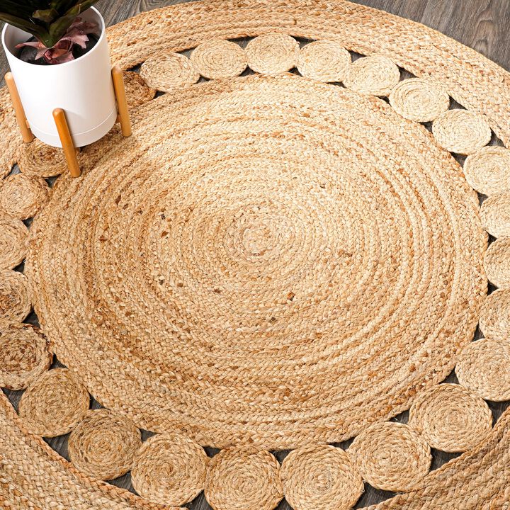Dahlia Round Natural Jute Boho Circle Natural Round Area Rug