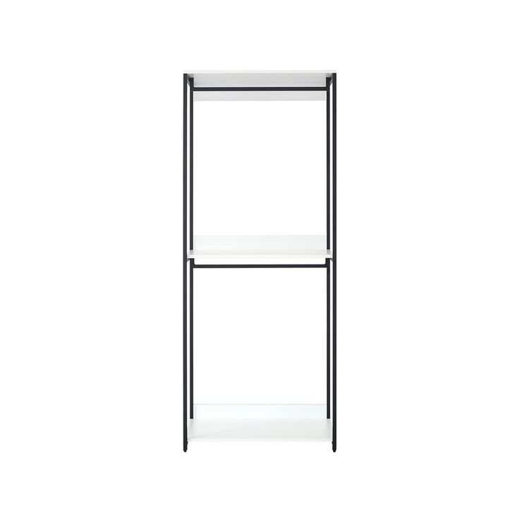 Cox Modular Closet System, 2 Hanging Rods, White Shelves, Black Metal