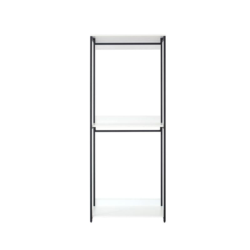 Cox Modular Closet System, 2 Hanging Rods, White Shelves, Black Metal