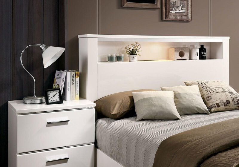 Streamdale High Gloss White Nightstand with USB Charger