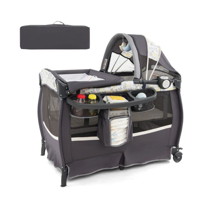Hivvago 4 in 1 Portable Pack and Play Baby Nursery Center with Bassinet