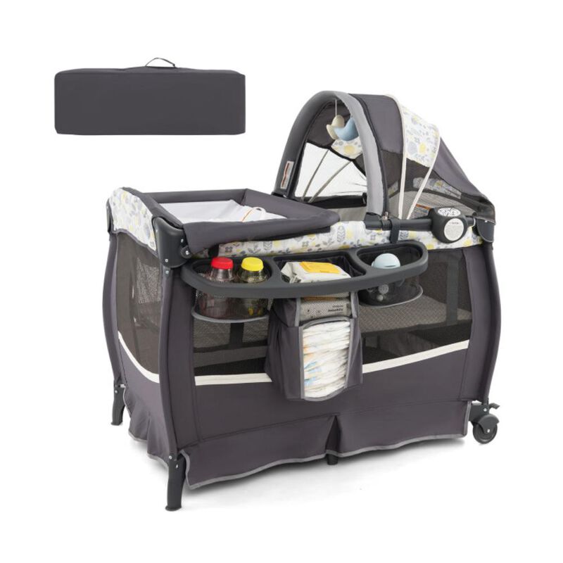 Hivvago 4 in 1 Portable Pack and Play Baby Nursery Center with Bassinet