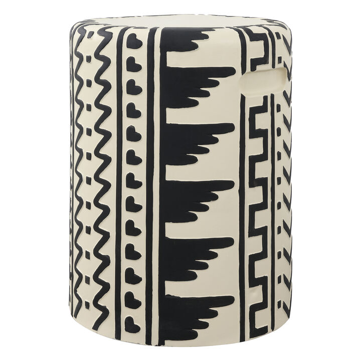 Yoli MidCentury Modern Geometric Drum Garden Stool