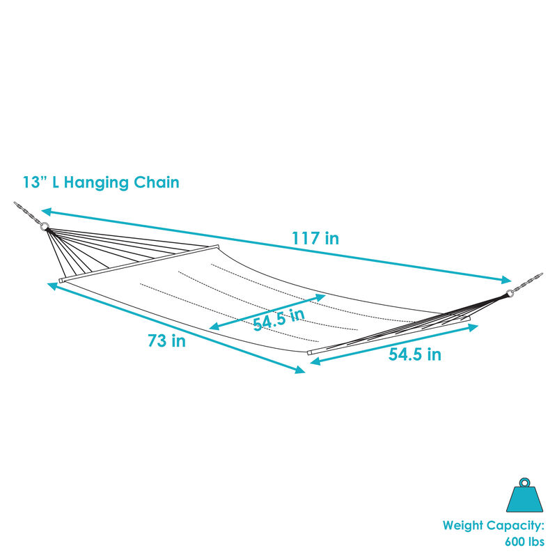 Sunnydaze Large Woven Hammock with Spreader Bar and Fringe
