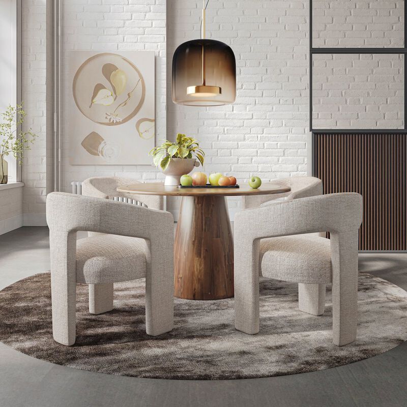 Jofran Gwen Luxury Mid-Century Modern Five Piece Dining Set with Upholstered Chairs