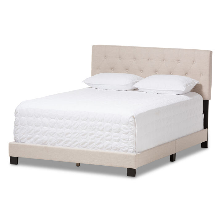 Baxton Studio Cassandra Modern Light Beige Fabric Upholstered Queen Size Bed