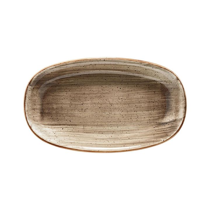 Terrain 13" x 7.5" x h:1.5" Oval Brown Porcelain Platter