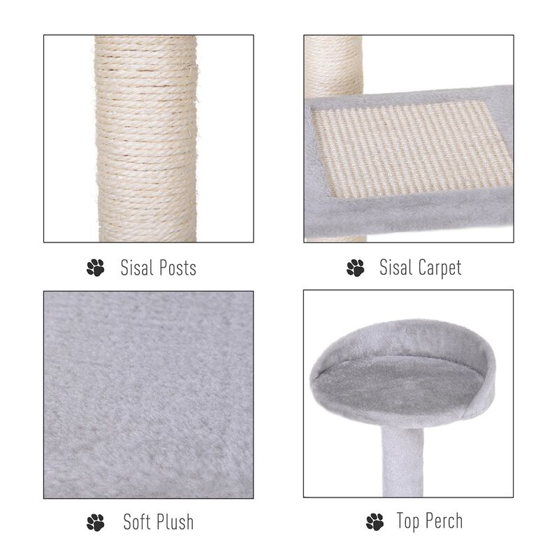 Gray Feline Playground: 40" 5-Level Revolving Cat Tree