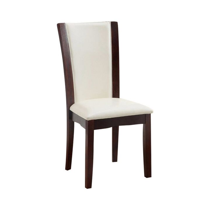 Manhattan I Contemporary Side Chair, White Finish, Set of 2-Benzara