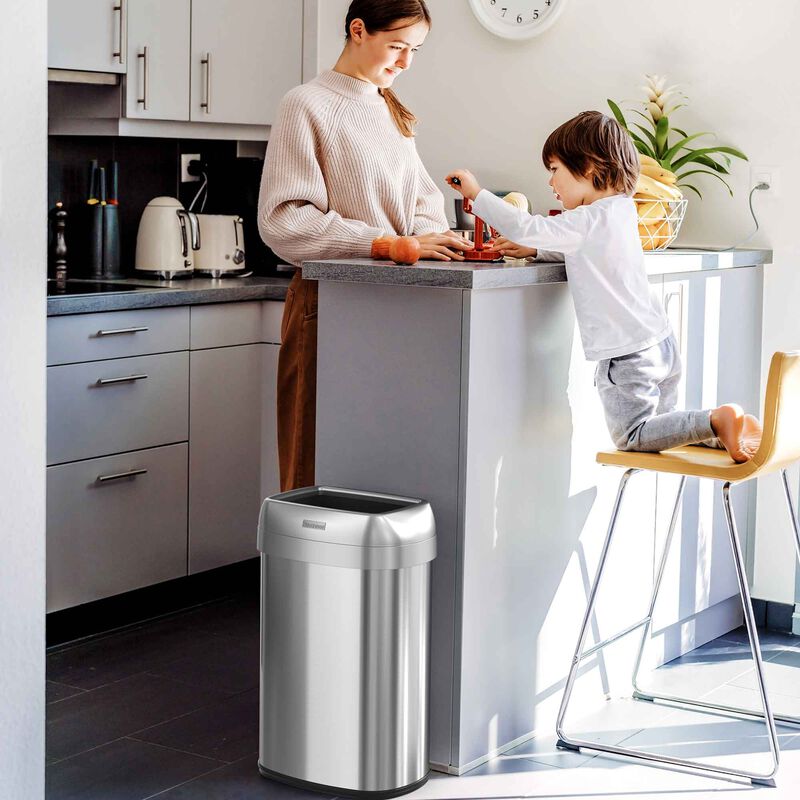 iTouchless 13 Gallon Elliptical Open Top Trash Can