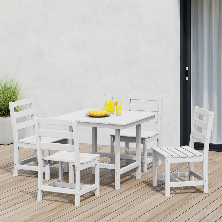 WestinTrends 5-Piece HDPE Outdoor Square Patio Dining Table Set with Armless Side Chairs