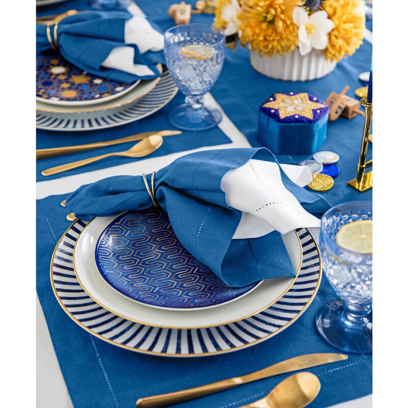 Solino Home 100% Pure Linen Dinner Napkins 20 x 20 Inch Set of 4 | Classic Hemstitch