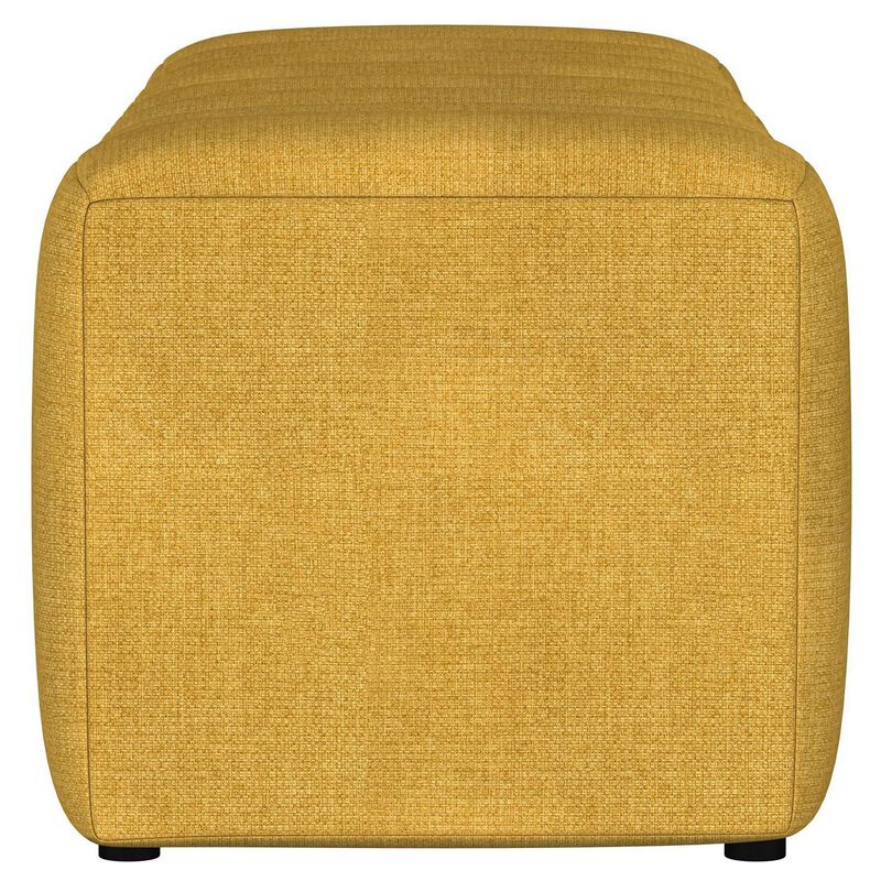Sanna Accent Bench, Modern Channel Tufted Yellow Fabric, 54 Inch - Benzara