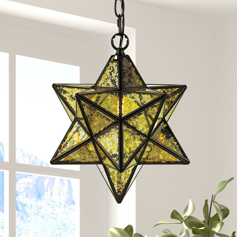 Stella Moravian Star Metal/Clear Glass LED Pendant
