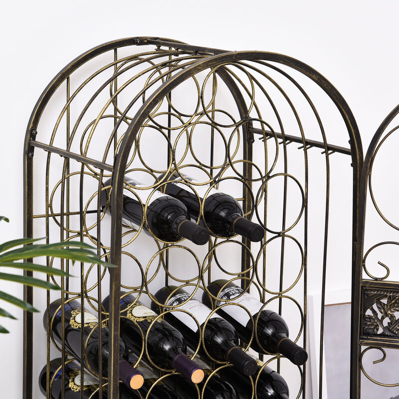 45 Bottle Large Metal Floor Freestanding Locking Wine Rack Jail Renaissance Cage