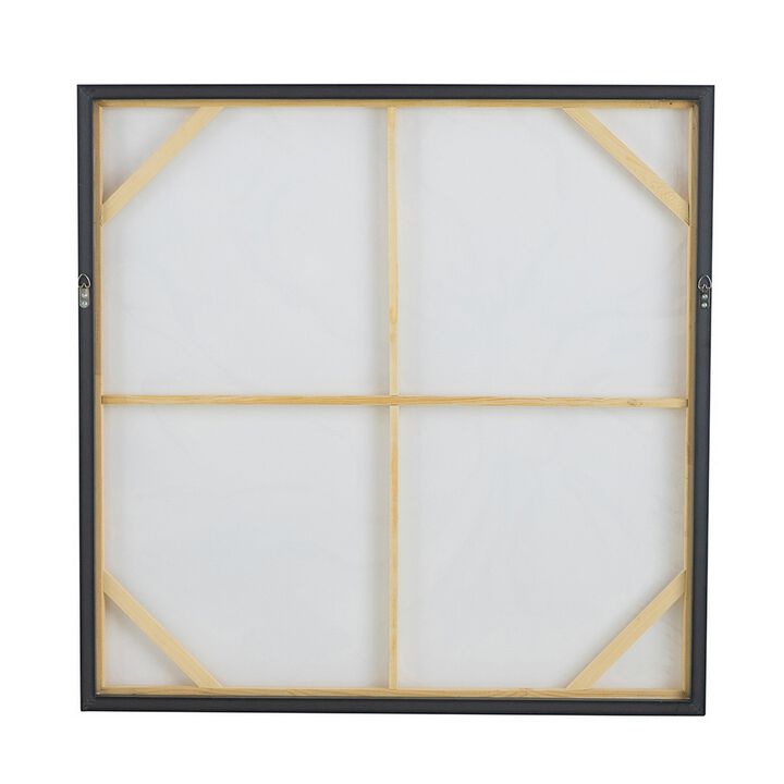 36 x 36 Inch Framed Wall Art, Floral Oil Painting On Canvas, White Gold - Benzara