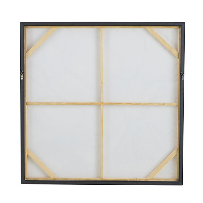 36 x 36 Inch Framed Wall Art, Floral Oil Painting On Canvas, White Gold - Benzara