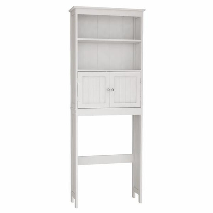 Over-the-Toilet Storage Rack with 2 Doors and Shelves for Bathroom Organization