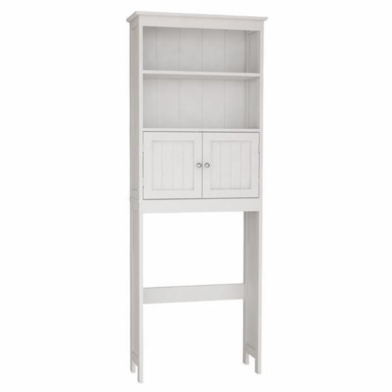 Over-the-Toilet Storage Rack with 2 Doors and Shelves for Bathroom Organization