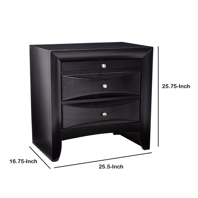 Wooden 2 Drawer Nightstand with tray, Black-Benzara