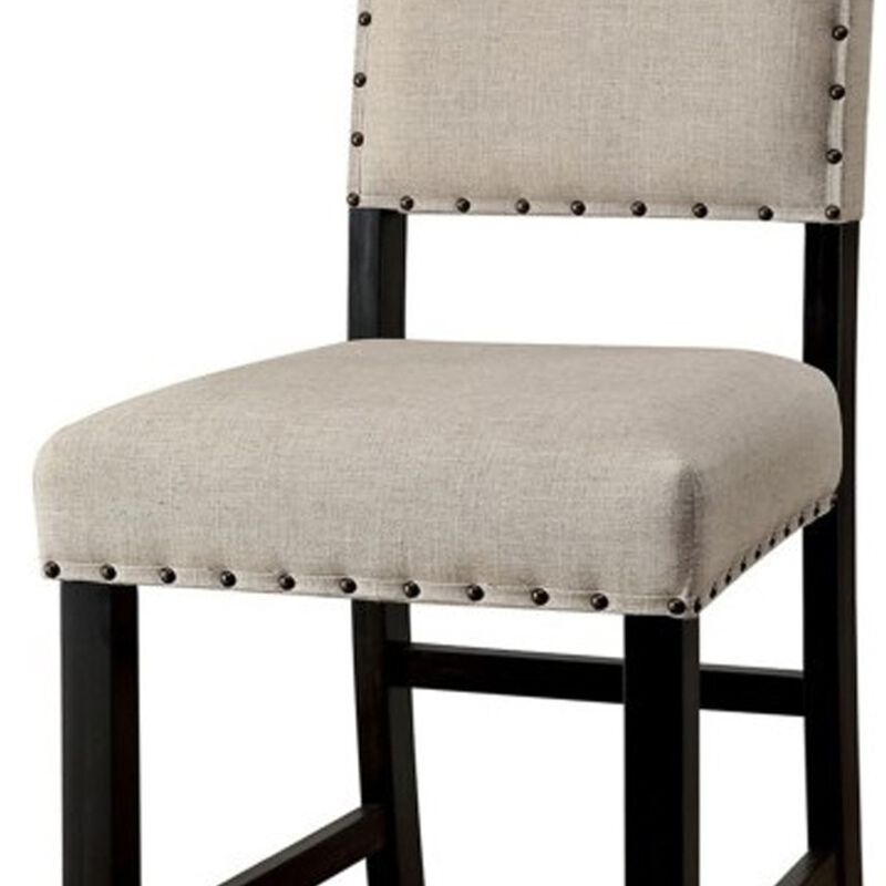 SANIA II Rustic Counter Height Chair, Antique Black Finish, Set of 2-Benzara