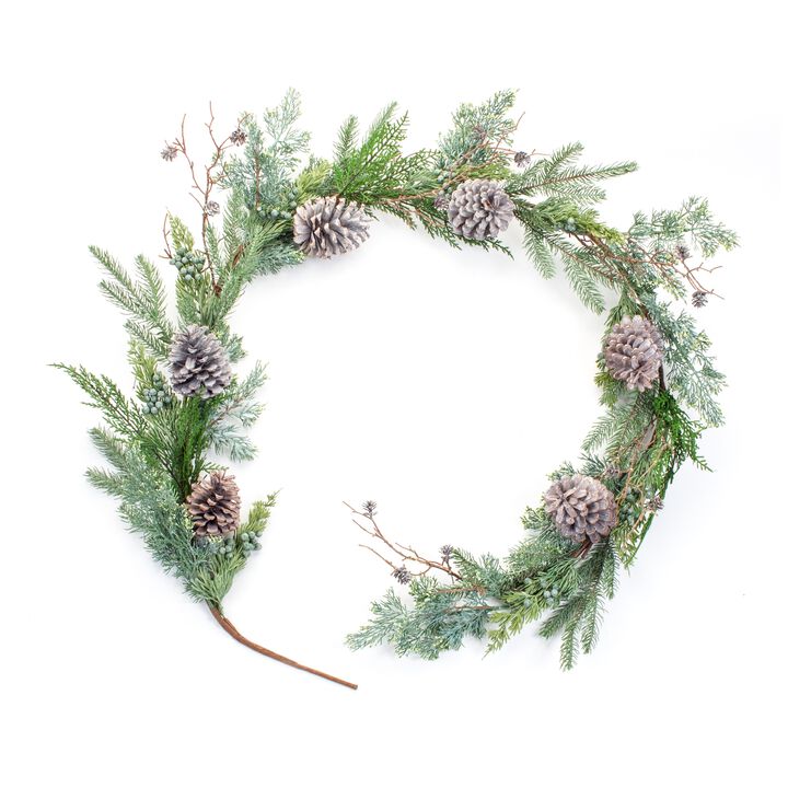 Juniper and Pine Garland for Holiday and Winter Home Décor (Set of 2)