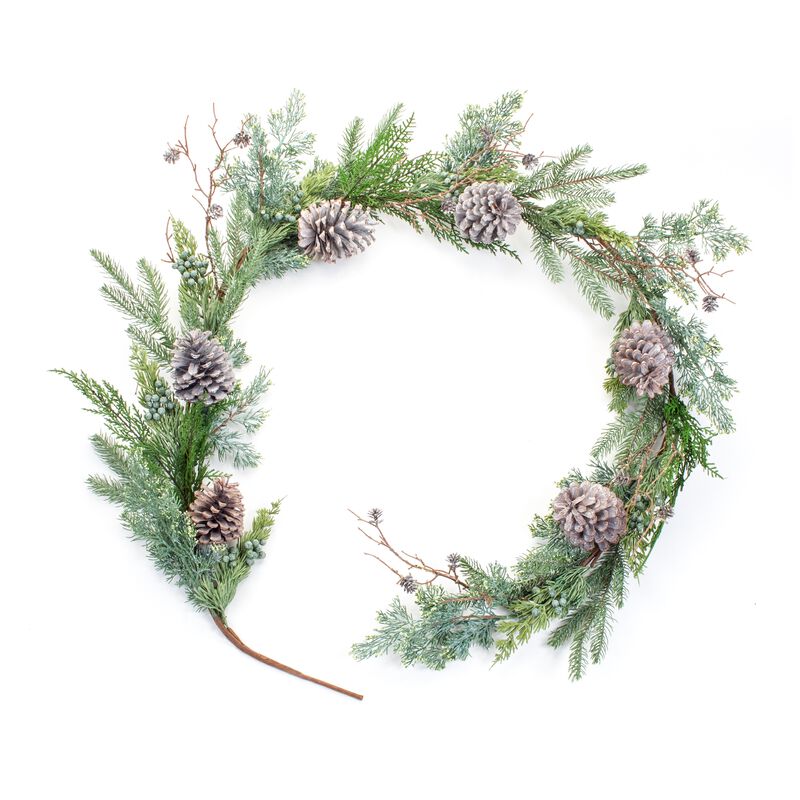 Juniper and Pine Garland for Holiday and Winter Home Décor (Set of 2)