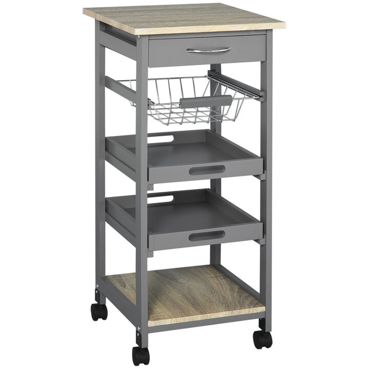 Grey Trolley Serving Cart with Storage