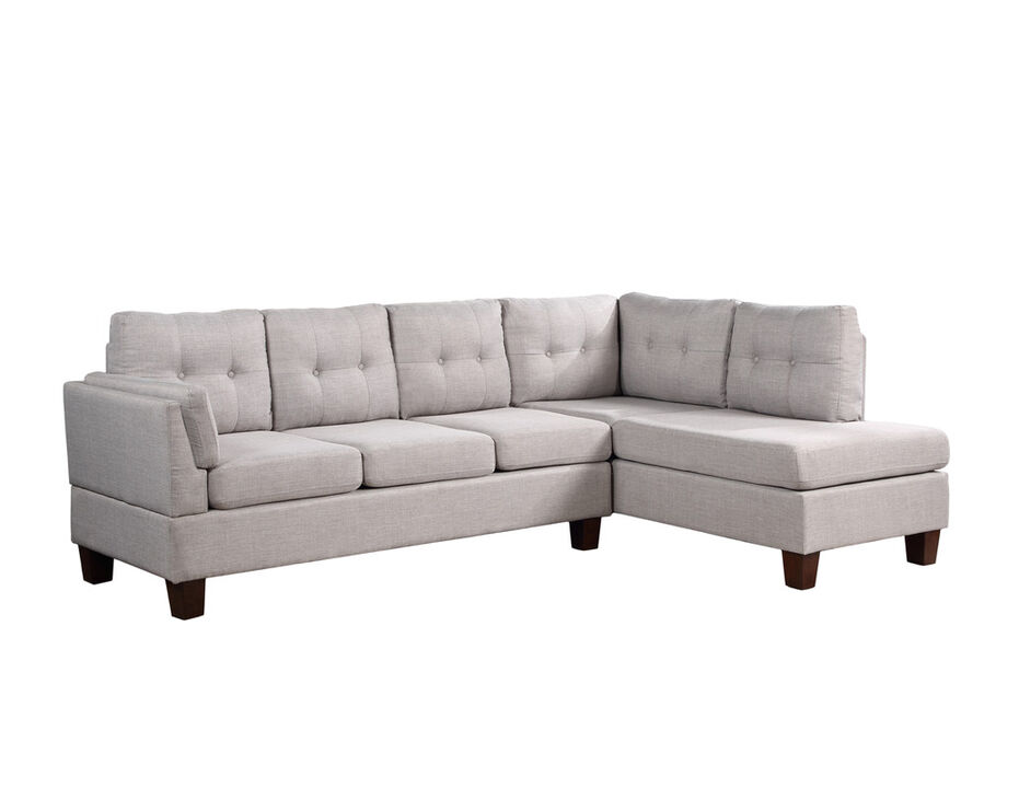 Dalia Light Gray Linen Modern Sectional Sofa With Right Facing Chaise