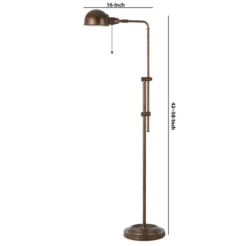 Adjustable Height Metal Pharmacy Lamp with Pull Chain Switch, Bronze-Benzara